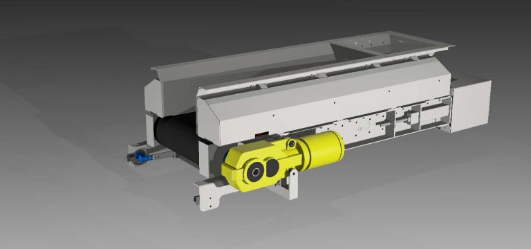 Dosierband / Dosierförderband Achsabstand von 2 m und einem Motor vom Stiebel Getriebebau